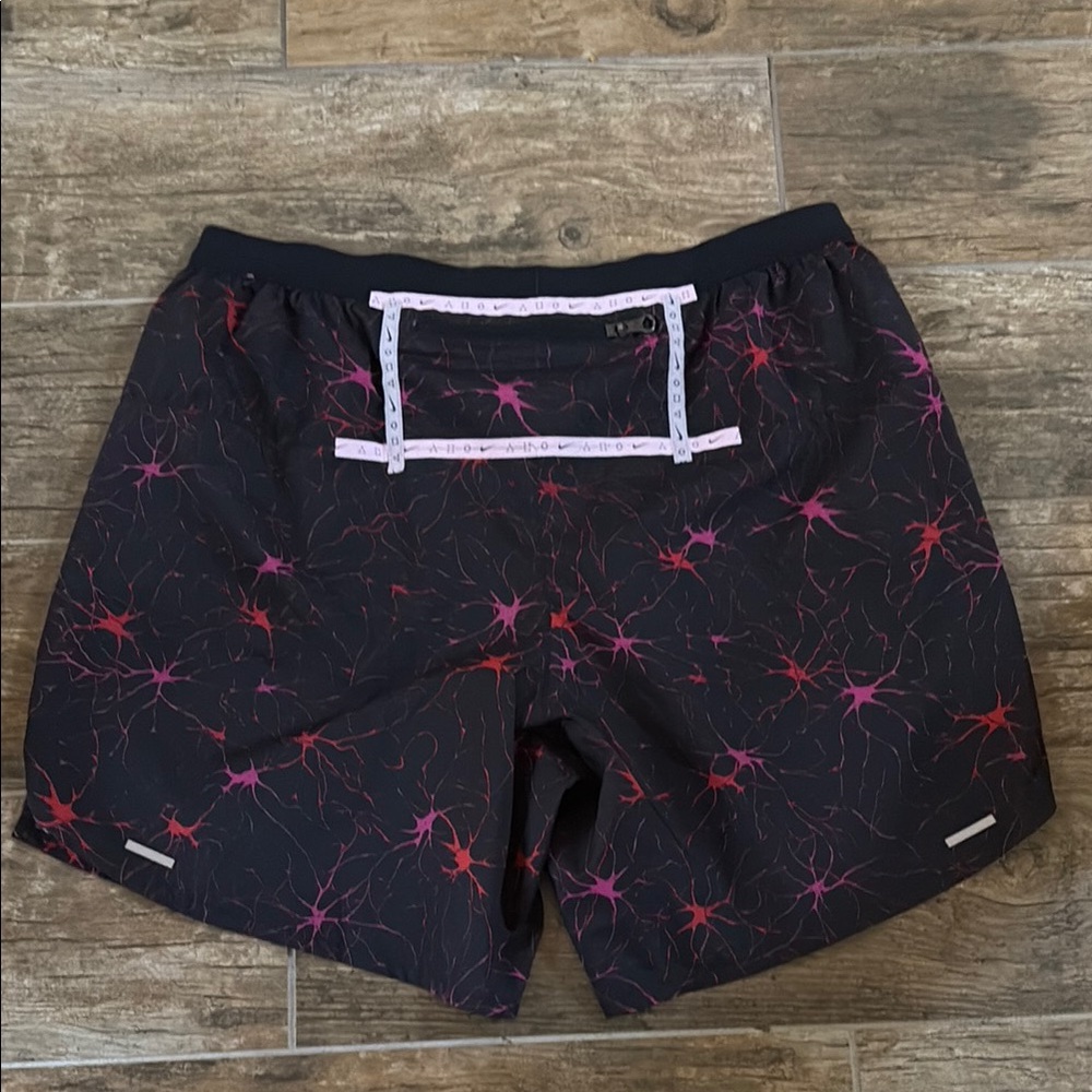 Black and Pink Patterned Running Shorts